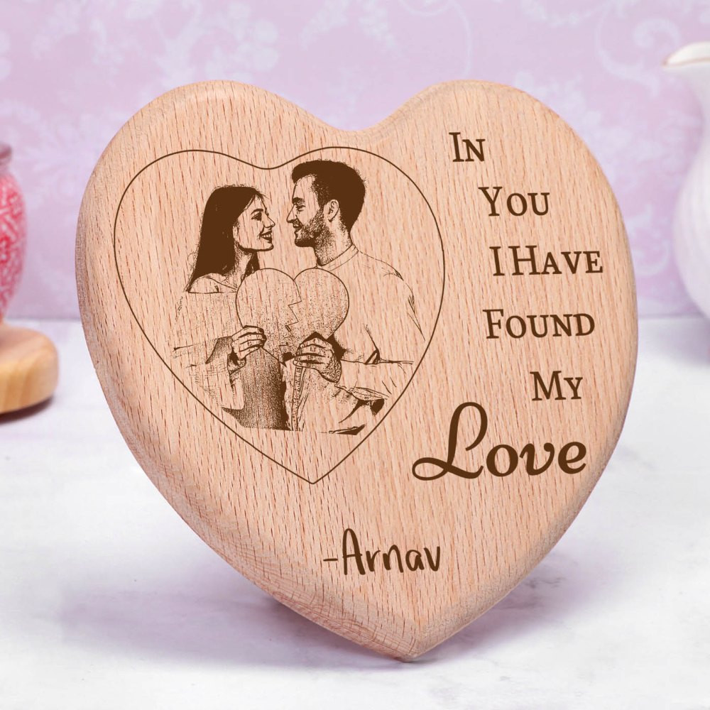 Printed Wooden Engraved Heart Shape / Wooden Gifts For Decoration & Gifting, Size: 10 X 10 Inch