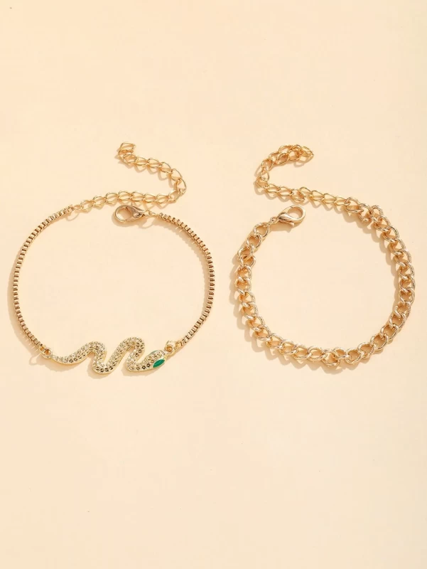 Imported Snake and Chain Bracelet (Pack of 2)