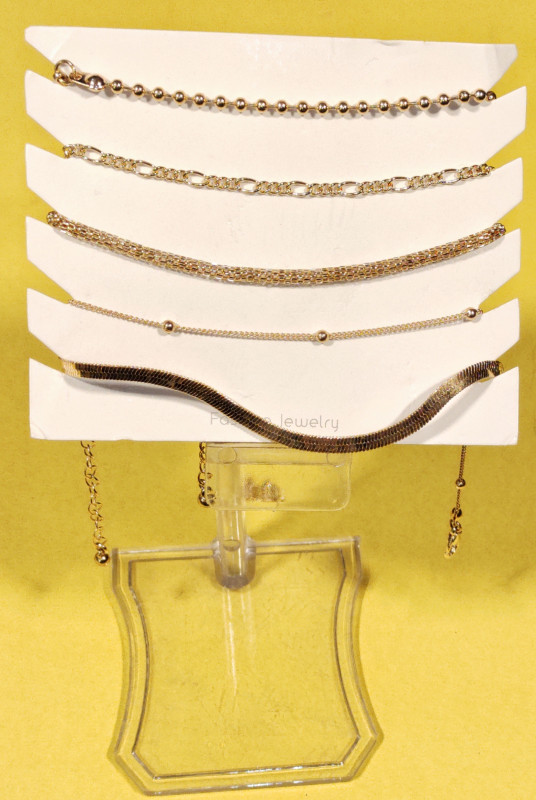 5/pcs Set Gold Color Charm Chain Bracelets & Bangles