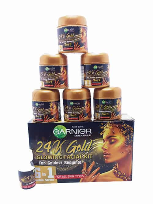 Garnier 24K Gold Glowing Facial Kit 6 Steps Facial