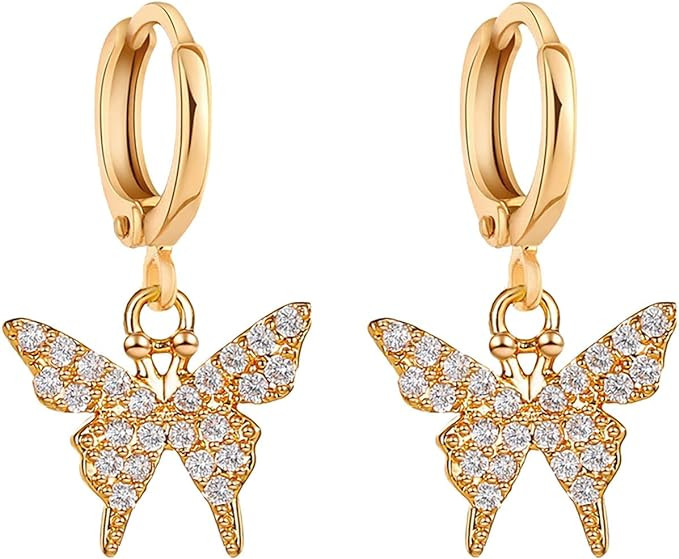 Butterfly Earrings for Teen Girls, Minimalist Piercing Stud Earrings, Trendy Earrings