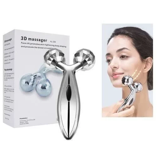Plastic Silver Steel 3D Face Massager For Travel, Non