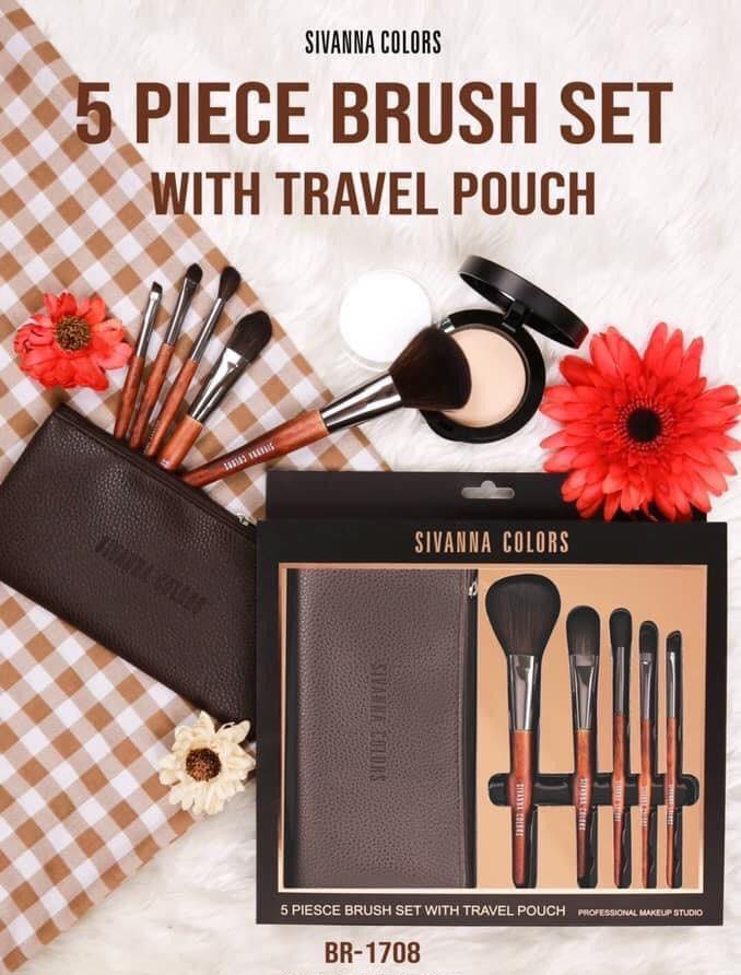 Sivanna Color 5 Pieces Brush with Travel Pouch