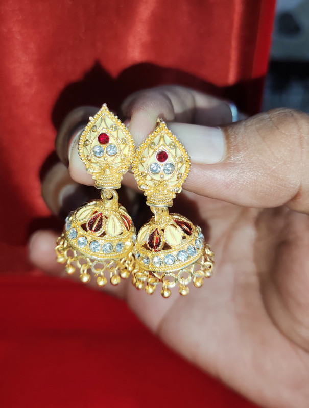 Indian Golden Jhumki Earring Set