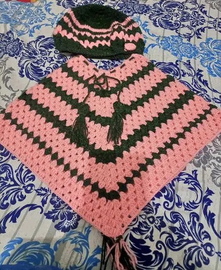 Handmade Crochet Baby Poncho - Cozy Infant Shawl for Stylish Comfort