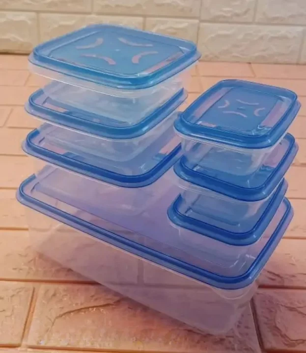 7 Pcs Thumb Lock Food Storage Box, Pack of 7 Stackable Plastic Container Boxes, Lunch box for Kitchen, Fridge, Freezer, School, offices and Travel